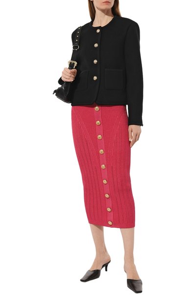Юбка из вискозы BALMAIN розового цвета по цене 143000 руб., арт. AF0LD043KE18, фото 2 Юбка из вискозы BALMAIN, арт. AF0LD043KE18, фото 2
