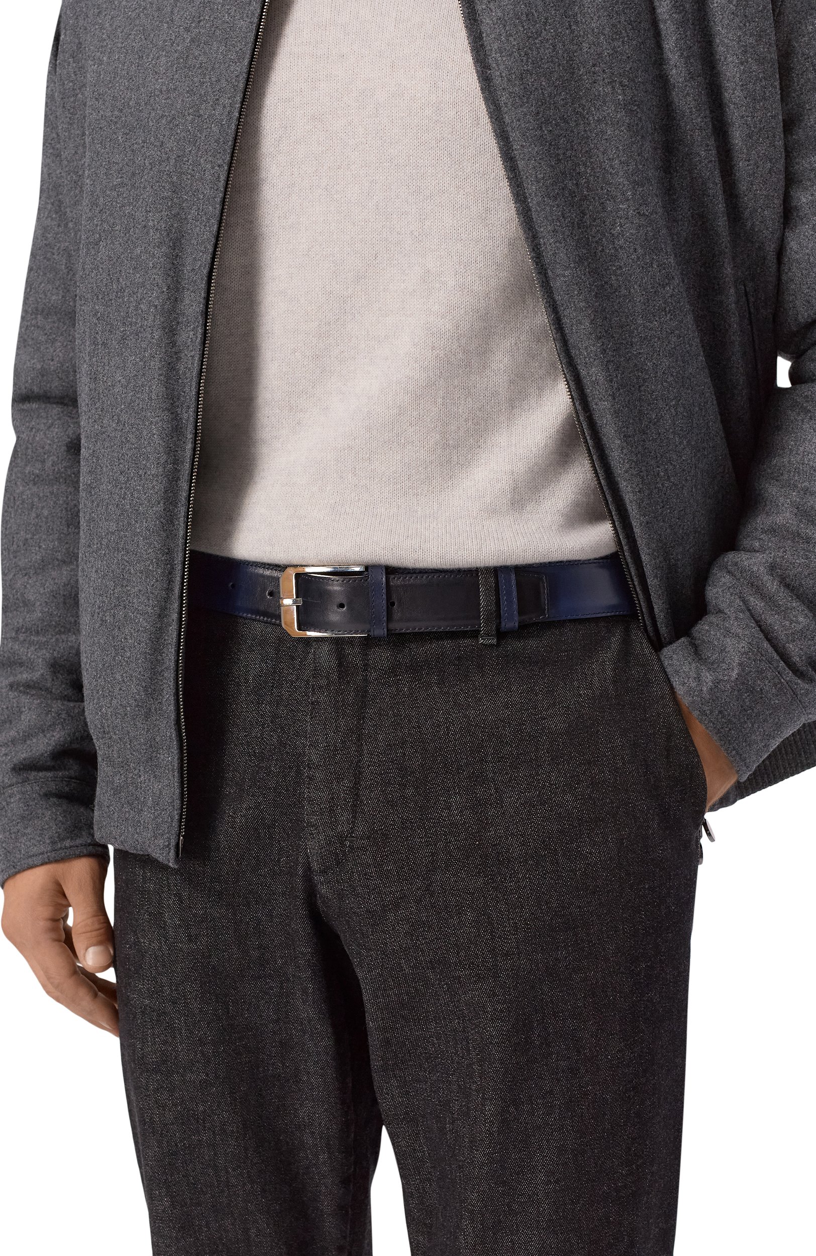 Кожаный ремень ARTIOLI темно-синего цвета по цене 57900 руб., арт. BELTS/VT, фото 2 Кожаный ремень ARTIOLI, арт. BELTS/VT, фото 2