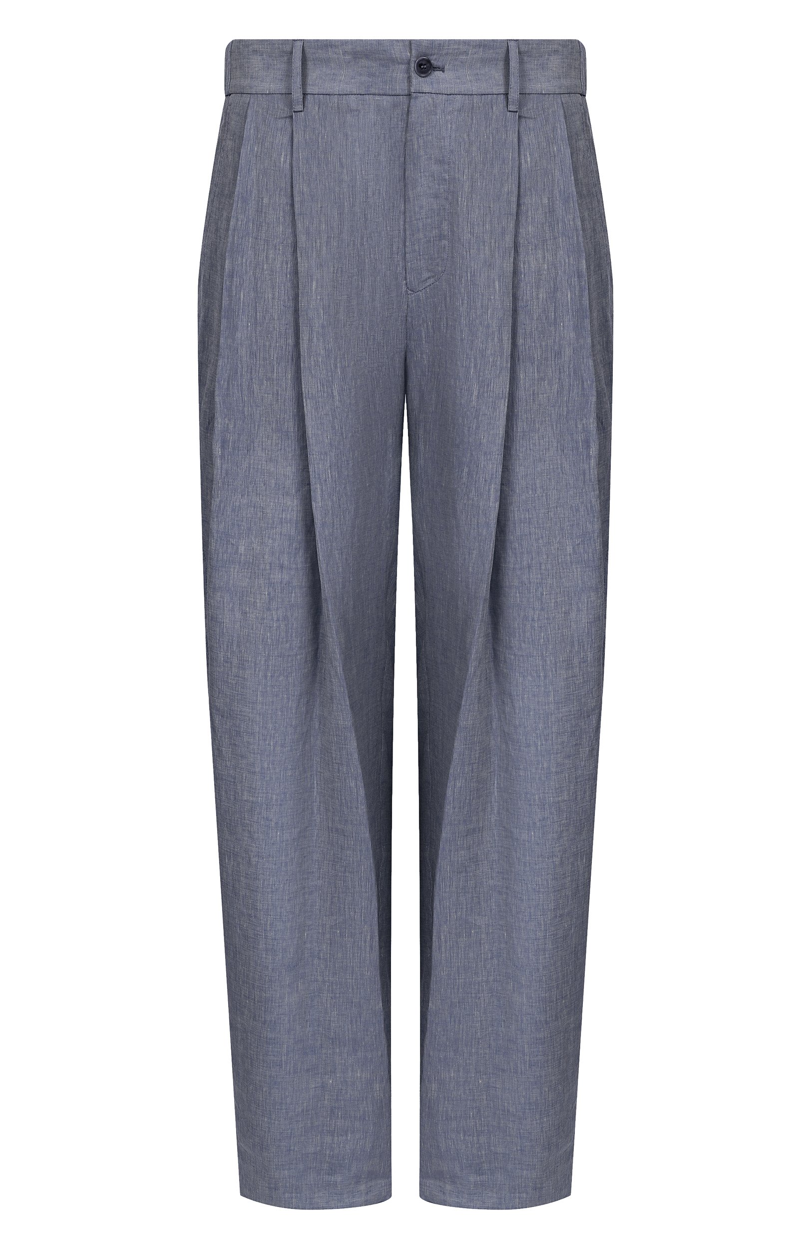 Льняные брюки GIORGIO ARMANI голубого цвета по цене 170500 руб., арт. GM004077/TE23125, фото 1 Льняные брюки GIORGIO ARMANI, арт. GM004077/TE23125, фото 1