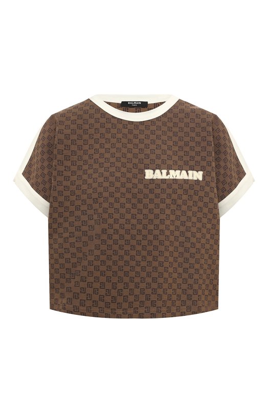 Хлопковая футболка Balmain BF0EE009/BC56 Коричневый BF0EE009/BC56