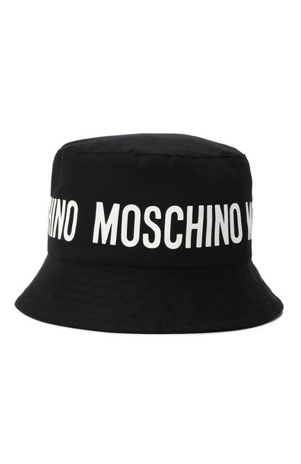 Детская хлопковая панама MOSCHINO черного цвета, арт. HUY002/L0A00 | Фото 2 (Материал: Текстиль, Хлопок; Материал сплава: Проставлено; Нос: Не проставлено)