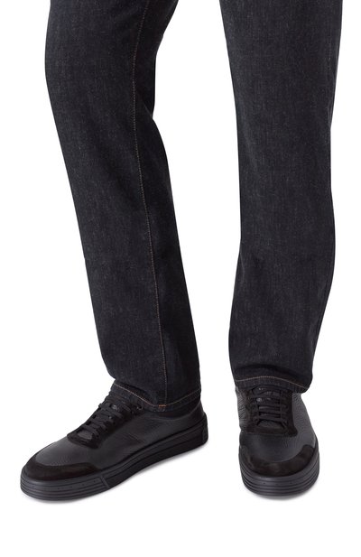 Кожаные кеды STEFANO RICCI черного цвета по цене 143500 руб., арт. UV23G6666/SDPVDV, фото 3 Кожаные кеды STEFANO RICCI, арт. UV23G6666/SDPVDV, фото 3