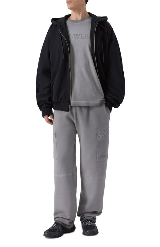 Хлопковая футболка Off-White 0MAA120F25JER00Q Серый  0MAA120F25JER00Q Фото 2