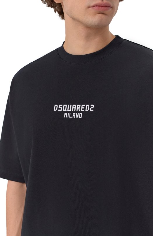Хлопковая футболка Dsquared2 S74GD1521/D20106 Чёрный  S74GD1521/D20106 Фото 5