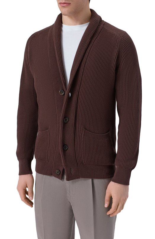 Хлопковый кардиган Andrea Campagna M5426-8074 Коричневый  M5426-8074 Фото 3