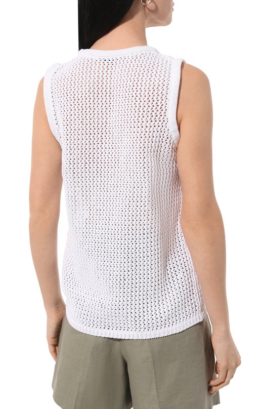 Хлопковый топ Kiton D57721100 Белый  D57721100 Фото 4