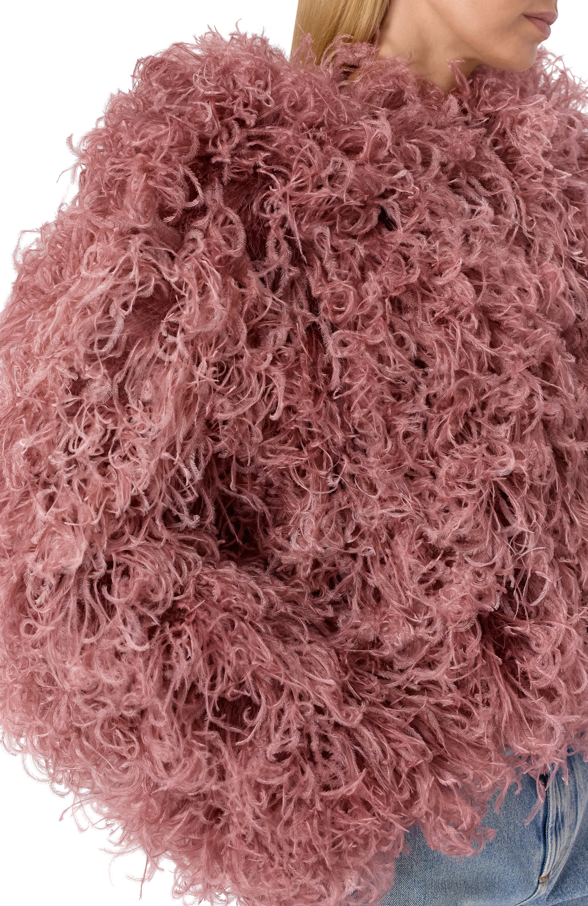 Шелковый жакет с отделкой из перьев страуса VALENTINO, арт. 8B3CE5D5/1C8, фото 5