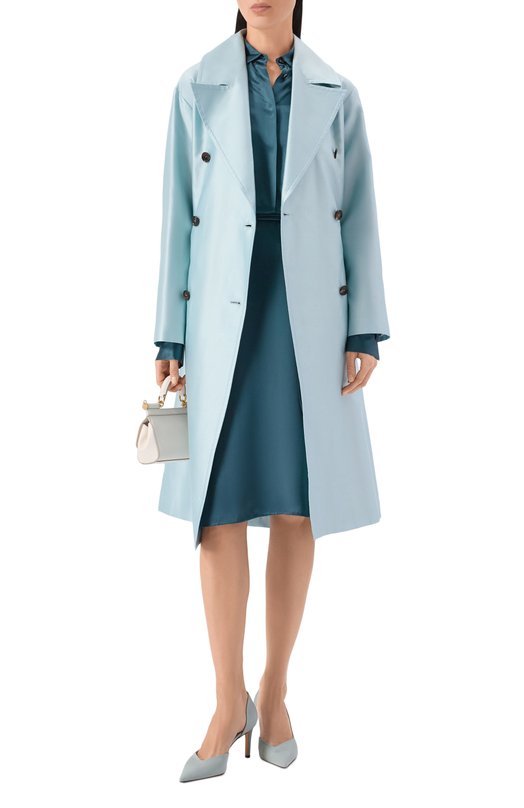 Тренч из хлопка и шелка Kiton D61615K09R1921 Голубой  D61615K09R1921 Фото 2