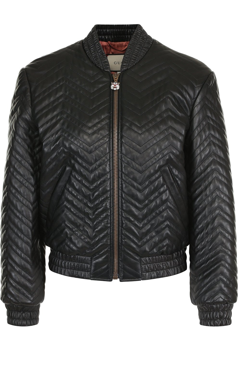 Однотонная кожаная куртка на молнии GUCCI черного цвета по цене 292500 руб., арт. 526790/XG666, фото 1 Однотонная кожаная куртка на молнии GUCCI, арт. 526790/XG666, фото 1