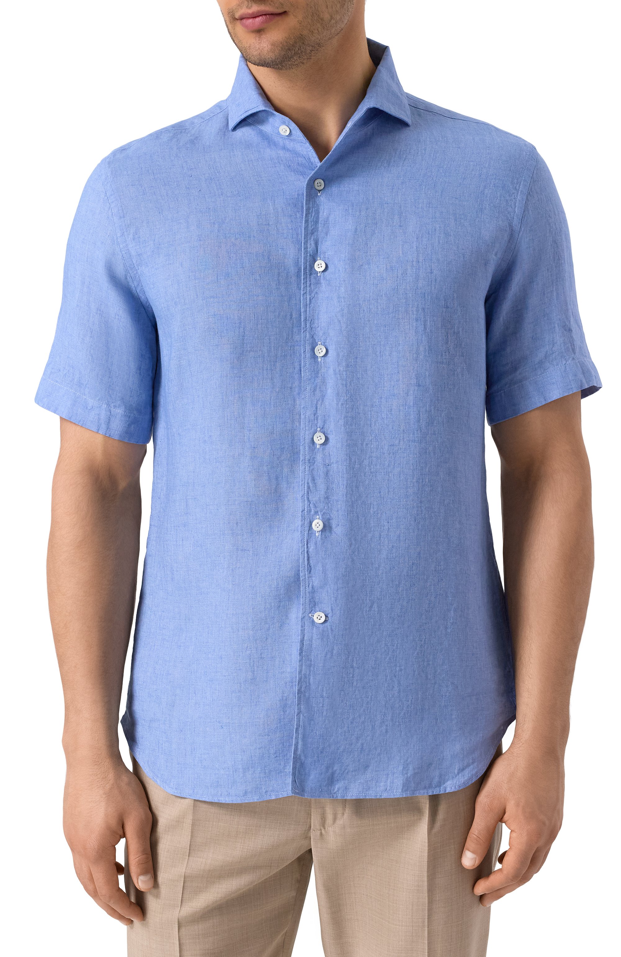 Льняная рубашка CORNELIANI голубого цвета по цене 38800 руб., арт. 25I126-2511334, фото 3 Льняная рубашка CORNELIANI, арт. 25I126-2511334, фото 3