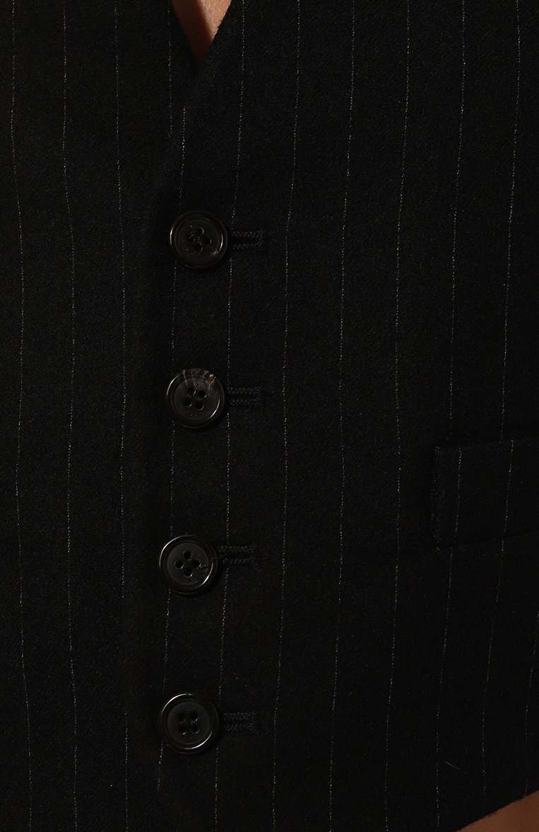 Женский шерстяной жилет SAINT LAURENT черного цвета, арт. 754870/Y5H30 | Фото 5 (Женское Кросс-КТ: Жилет-одежда; Стили: Классический; Материал внешний: Шерсть; Длина (верхняя одежда): Короткие; Автоматизация состава: Проставлено; Авто�матизация ТО: Проставлено)