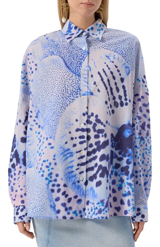 Хлопковая рубашка Dries Van Noten 251-010700-1110 Голубой  251-010700-1110 Фото 3