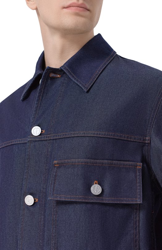 Куртка из хлопка и шелка Giorgio Armani GM003460/AF24651 Синий  GM003460/AF24651 Фото 5