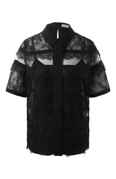 Женская блузка ELIE SAAB черного цвета, арт. T0134 | Фото 1 (Длина (для топов): Стандартные; Материал сплава: Проставлено; Рукава: 3/4; �Материал подклада: Шелк; Драгоценные камни: Проставлено; Женское Кросс-КТ: Блуза-одежда; Кросс-КТ: костюм; Принт: Без принта; Стили: Романтичный; Материал внешний: Синтетический материал)