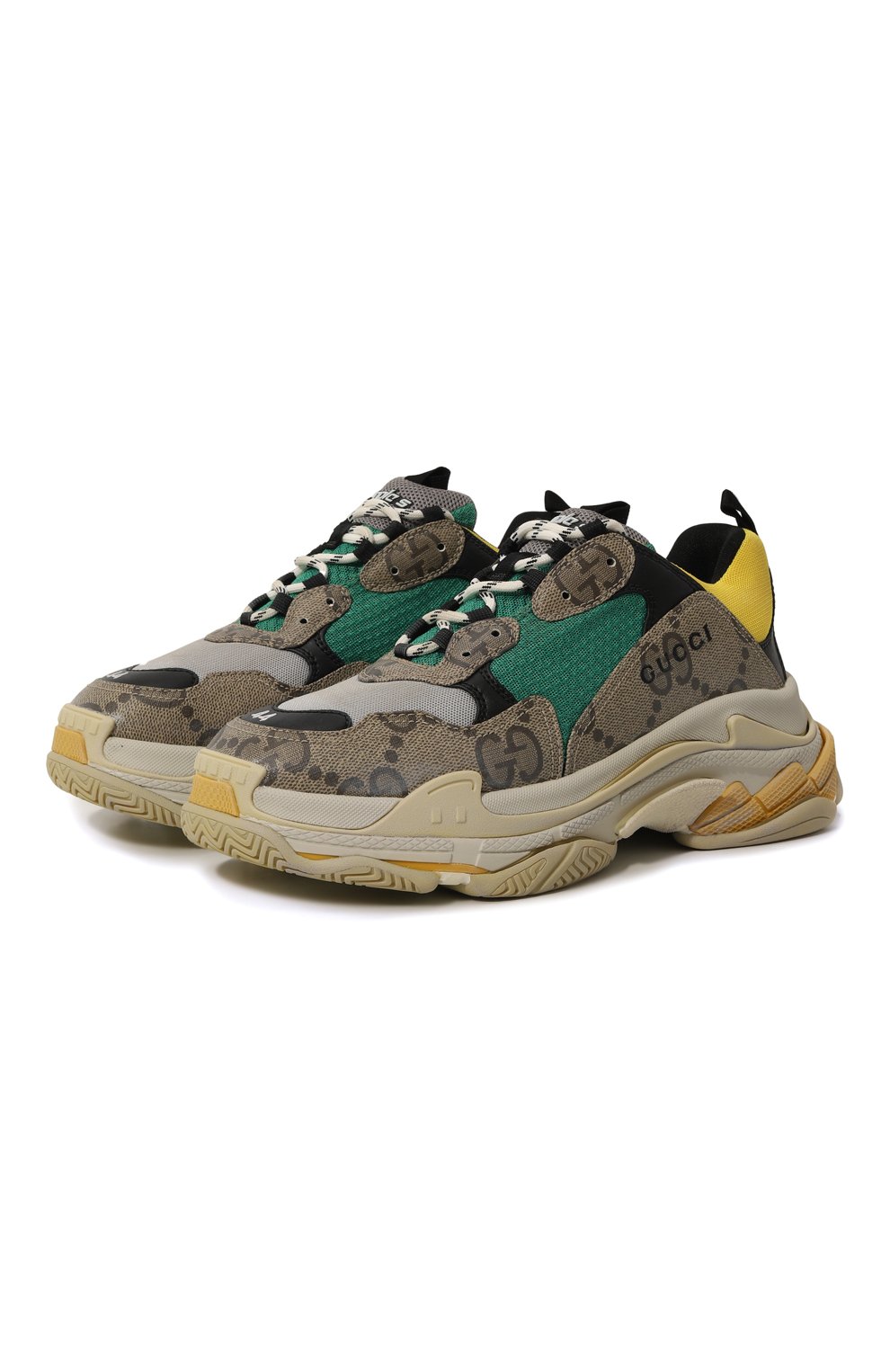 Мужские комбинированные кроссовки gucci x balenciaga triple s GUCCI разноцветного цвета, арт. 681067 UMO20 | Фото 1 (Материал внешний: Экокожа; Материал сплава: Проставлено; Стили: Классический; Материал утеплителя: Без утеплителя; Подошва: Массивная; Драгоценные камни: Проставлено)