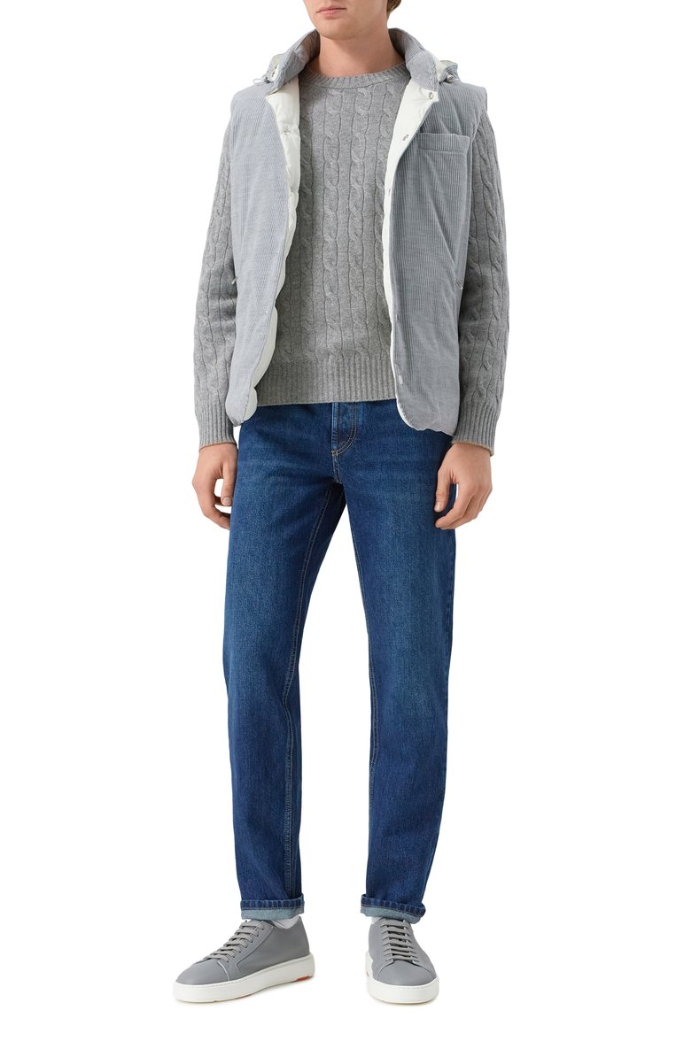 Мужские джинсы traditional fit BRUNELLO CUCINELLI темно-синего цвета, арт. M241PD3210 | Фото 2 (Материал внешний: Хлопок, Деним; Длина (брюки, джинсы): Стандартные; Силуэт М (брюки): Прямые; Кросс-КТ: Деним; Детали: Делаве; Стили: Повседневный; Автоматизация ТО: Проставлено; Автоматизация состава: Проставлено)