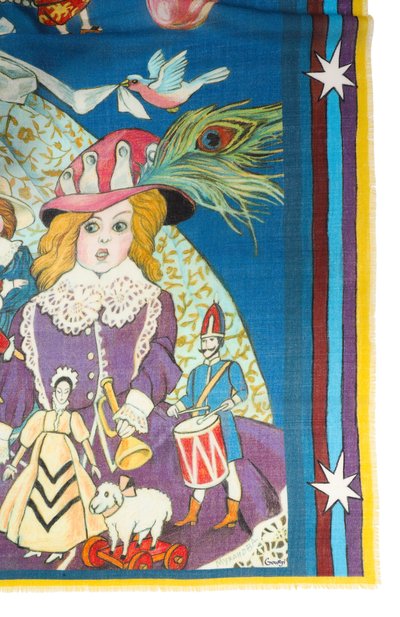 Шерстяная шаль щелкунчик GOURJI синего цвета по цене 39960 руб., арт. 91264639/41114, фото 4 Шерстяная шаль щелкунчик GOURJI, арт. 91264639/41114, фото 4