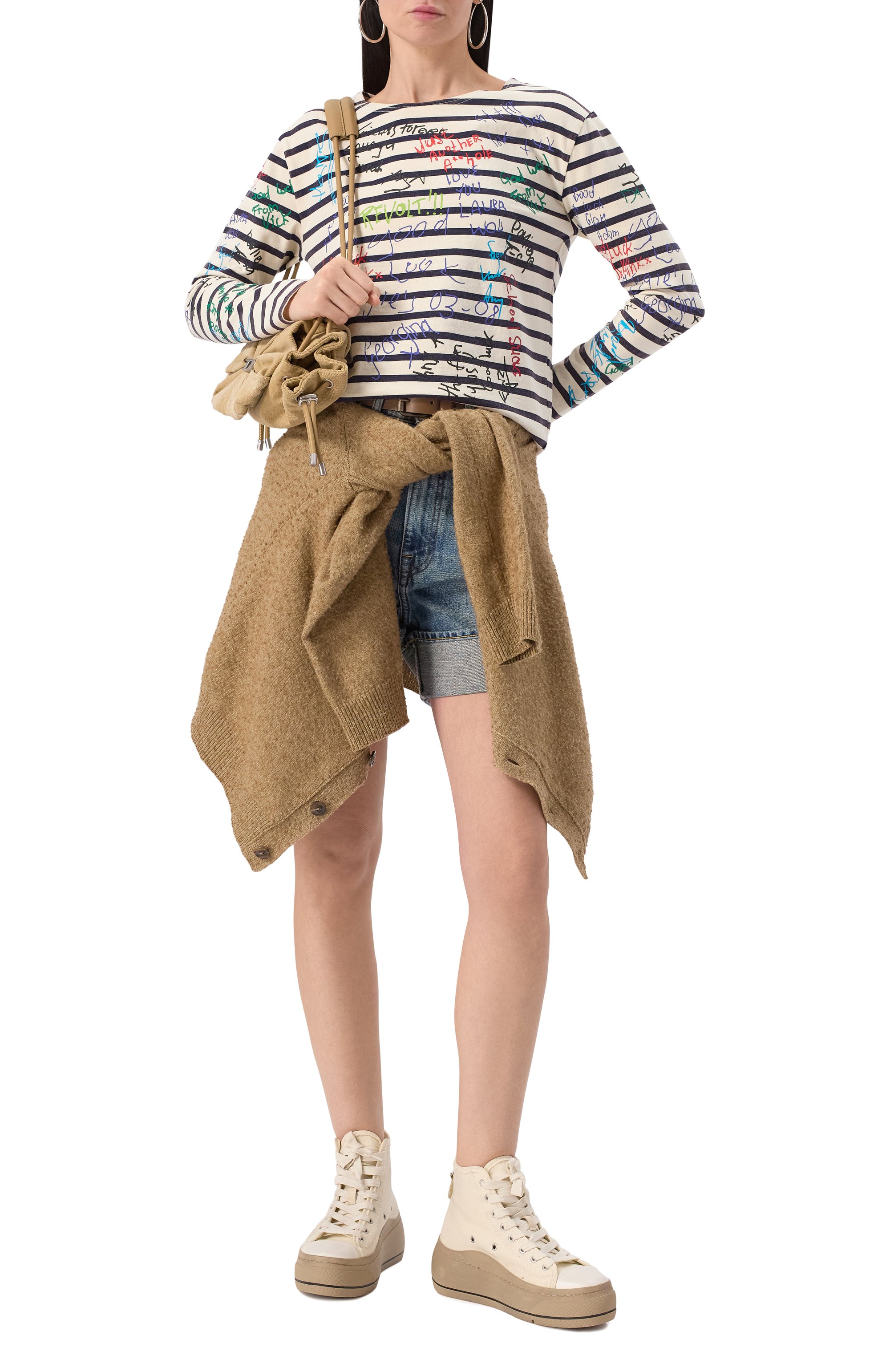 Хлопковый лонгслив R13, арт. R13W3061-001BK, фото 2