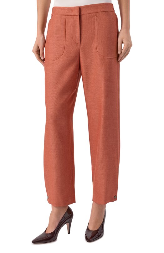 Брюки из шелка и шерсти Giorgio Armani GW002604/TE20034 Оранжевый  GW002604/TE20034 Фото 3