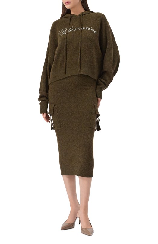 Шерстяное худи Blumarine 2M600A Хаки  2M600A Фото 2
