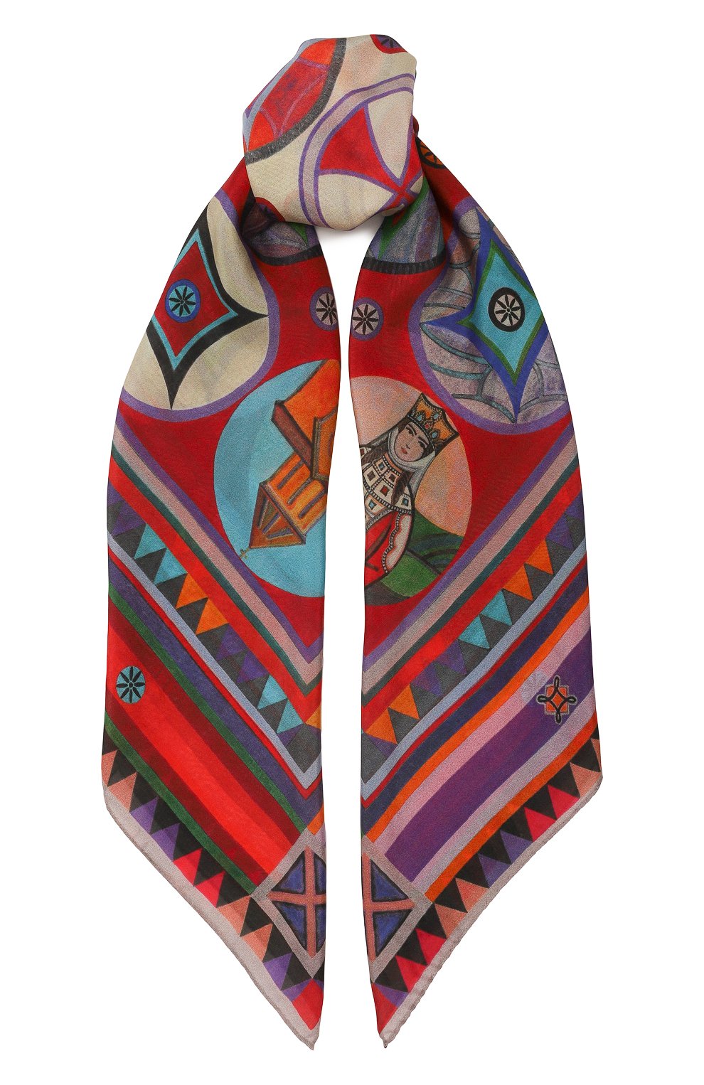 Шелковый платок грузия GOURJI разноцветного цвета по цене 14990 руб., арт. T26GR1, фото 1 Шелковый платок грузия GOURJI, арт. T26GR1, фото 1