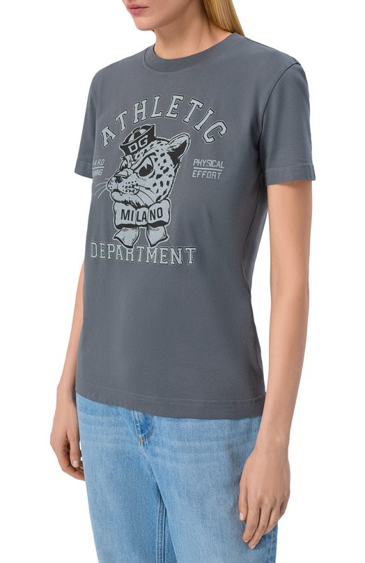 Хлопковая футболка Dolce & Gabbana F8V42T/GDDN9 Серый  F8V42T/GDDN9 Фото 3