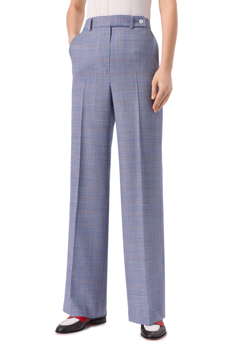 Женские шерстяные брюки KITON голубого цвета, арт. D48109K0950E01 | Фото 3 (Материал внешний: Шерсть; Женское Кросс-КТ: Брюки-одежда; Кросс-КТ: костюм; Случай: Формальный; Силуэт Ж (брюки и джинсы): Широкие; Стили: Классический; Длина (брюки, джинсы): Стандартные; Автоматизация ТО: Проставлено; Автоматизация состава: Проставлено)