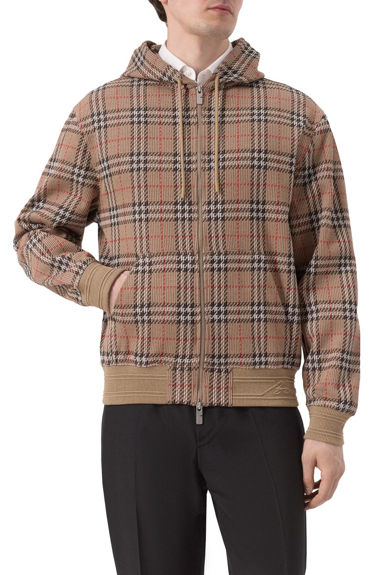 Мужской хлопковая толстовк�а BURBERRY бежевого цвета, арт. 8102881 | Фото 3 (Длина (для топов): Стандартные; Рукава: Длинные; Материал внешний: Хлопок, Синтетический материал; Мужское Кросс-КТ: Толстовка-одежда; Стили: Спорт-шик)