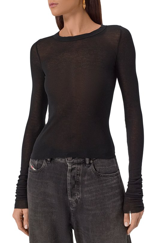 Лонгслив из вискозы и шелка Rick Owens RP02E4209/RC Чёрный  RP02E4209/RC Фото 3