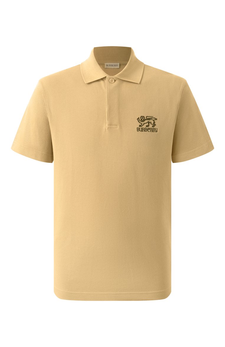 Мужское хлопковое поло BURBERRY бежевого цвета, арт. 8101349 | Фото 1 (Рукава: Короткие; Длина (для топов): Стандартные; Застежка: Пуговицы; Принт: Без принта; Стили: Кэжуэл; Материал внешний: Хлопок; Кросс-КТ: Джерси; Мужское Кросс-КТ: Футболка-одежда)