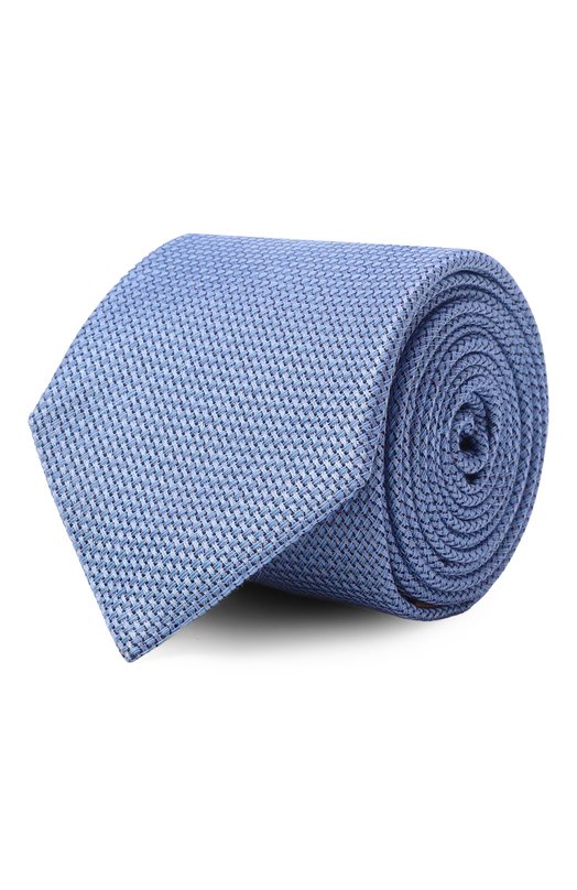 Галстук из шелка и льна Canali 18/HJ04592 Голубой 18/HJ04592