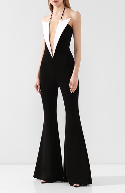 Комбинезон из вискозы BALMAIN черно-белого цвета по цене 478000 руб., арт. TF05348/J017, фото 3 Комбинезон из вискозы BALMAIN, арт. TF05348/J017, фото 3