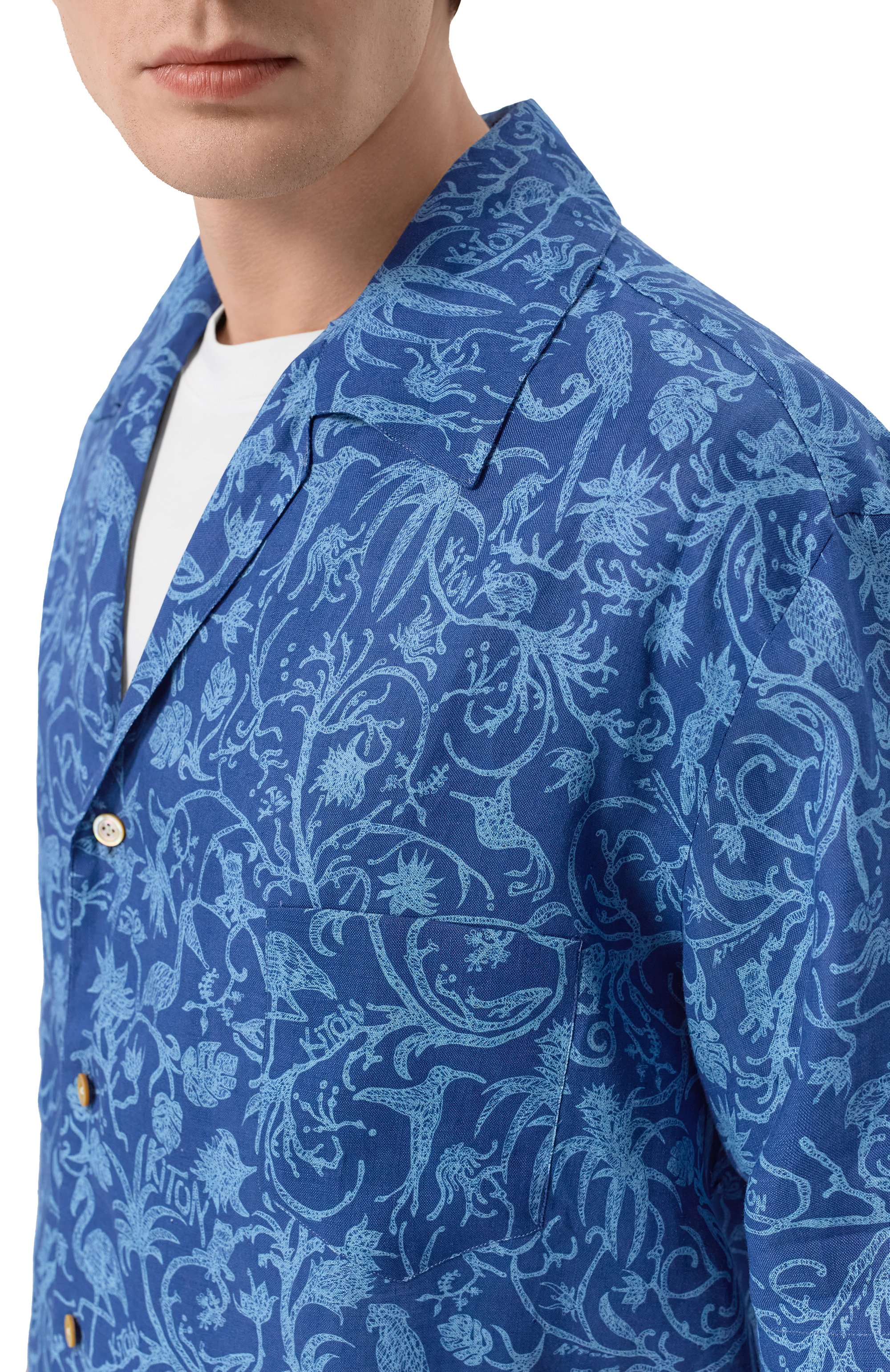 Льняная рубашка KITON синего цвета по цене 121000 руб., арт. UMC028H09717, фото 5 Льняная рубашка KITON, арт. UMC028H09717, фото 5