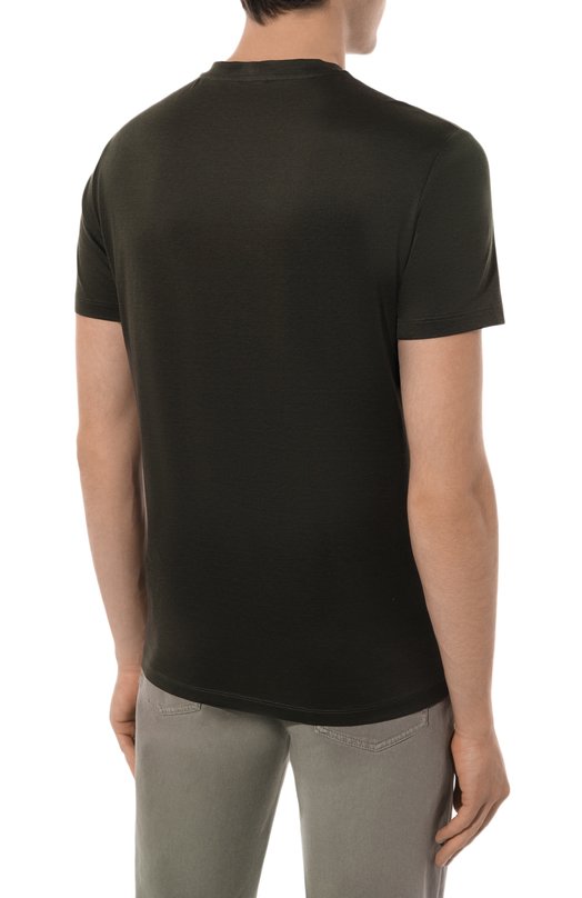 Футболка из шелка и хлопка Giorgio Armani 3KSM77/SJZHZ Хаки  3KSM77/SJZHZ Фото 4
