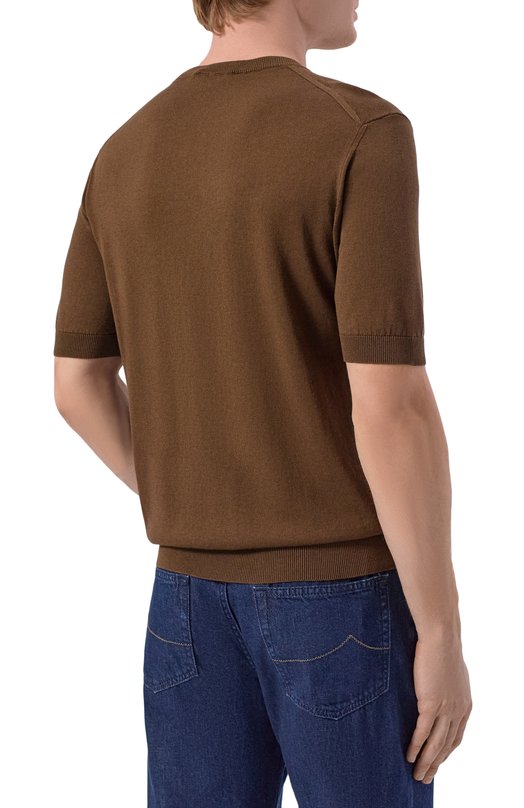 Джемпер из шелка и хлопка Andrea Campagna M5425-1033 Коричневый  M5425-1033 Фото 4