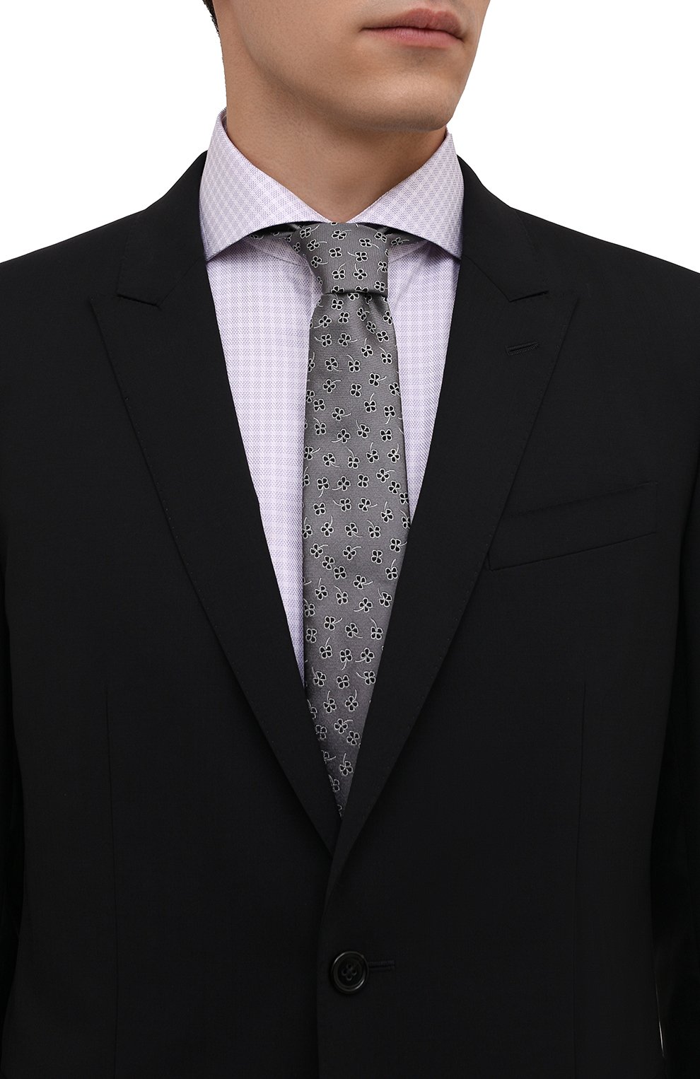 Шелковый галстук LANVIN серого цвета по цене 11150 руб., арт. 3221/TIE, фото 2 Шелковый галстук LANVIN, арт. 3221/TIE, фото 2