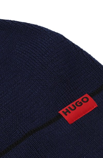 Комплект из шапки и шарфа HUGO темно-синего цвета по цене 13200 руб., арт. 50517757, фото 4 Комплект из шапки и шарфа HUGO, арт. 50517757, фото 4