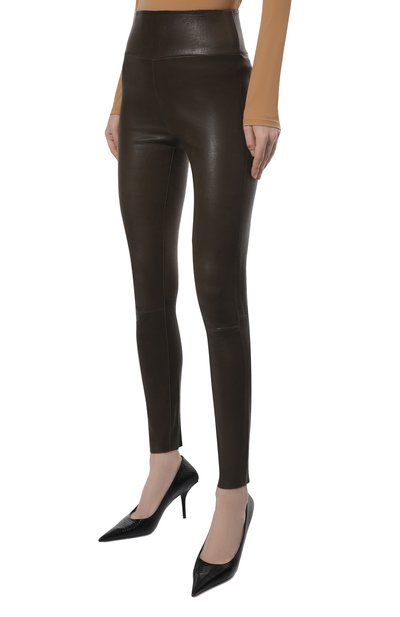 Кожаные легинсы SPRWMN хаки цвета по цене 107000 руб., арт. ANK-003-L/ANKLE LEGGING, фото 3 Кожаные легинсы SPRWMN, арт. ANK-003-L/ANKLE LEGGING, фото 3