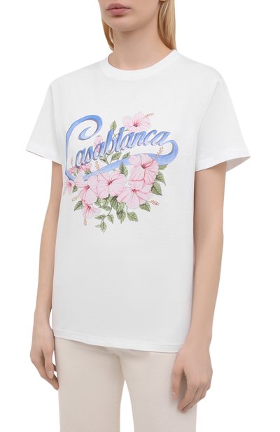 Хлопковая футболка CASABLANCA, арт. WS21-TS-002 WHITE - HIBISCUS, фото 3