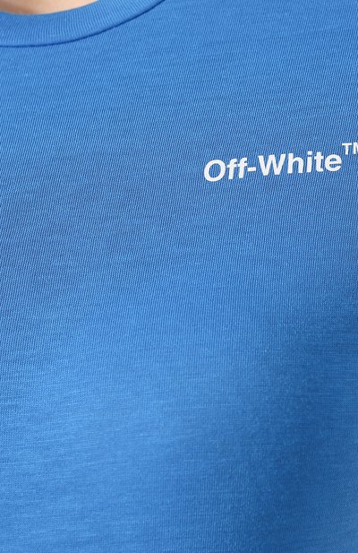 Футболка с логотипом бренда OFF-WHITE голубого цвета по цене 16200 руб., арт. 0WAA040R19B980623001, фото 5 Футболка с логотипом бренда OFF-WHITE, арт. 0WAA040R19B980623001, фото 5