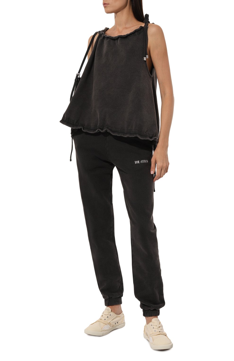 Хлопковый топ THE ATTICO темно-серого цвета по цене 58750 руб., арт. 247WCT310, фото 2 Хлопковый топ THE ATTICO, арт. 247WCT310, фото 2