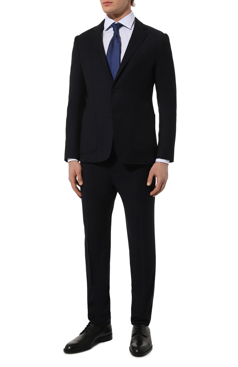 Мужская хлопковая сорочка ZEGNA голубого цвета, арт. 701523A7/9MS0JI | Фото 2 (Драгоценные камни: Проставлено; Материал внешний: Хлопок; Рукава: Длинные; Материал сплава: Проставлено; Длина (для то�пов): Стандартные; Рубашки М: Regular Fit; Манжеты: На пуговицах; Воротник: Кент; Случай: Формальный; Принт: Клетка; Стили: Классический)