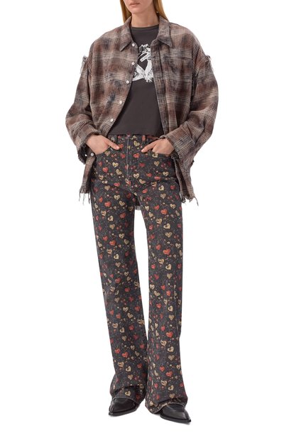 Хлопковая рубашка R13 серого цвета по цене 75900 руб., арт. R13WR075-R684B_001, фото 2 Хлопковая рубашка R13, арт. R13WR075-R684B_001, фото 2