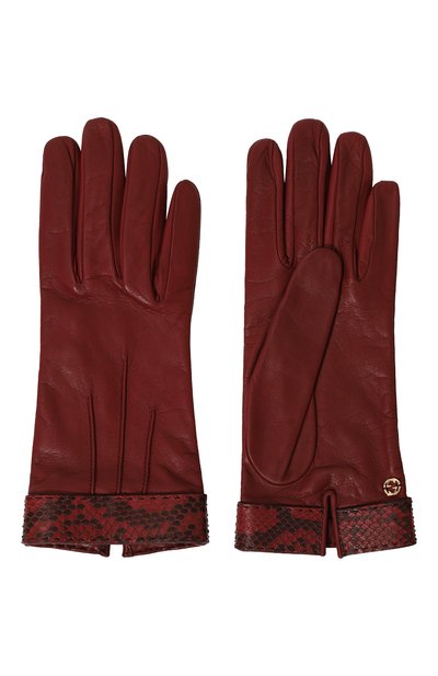 Кожаные перчатки GUCCI бордового цвета по цене 33480 руб., арт. 387586 BN0CG, фото 2 Кожаные перчатки GUCCI, арт. 387586 BN0CG, фото 2