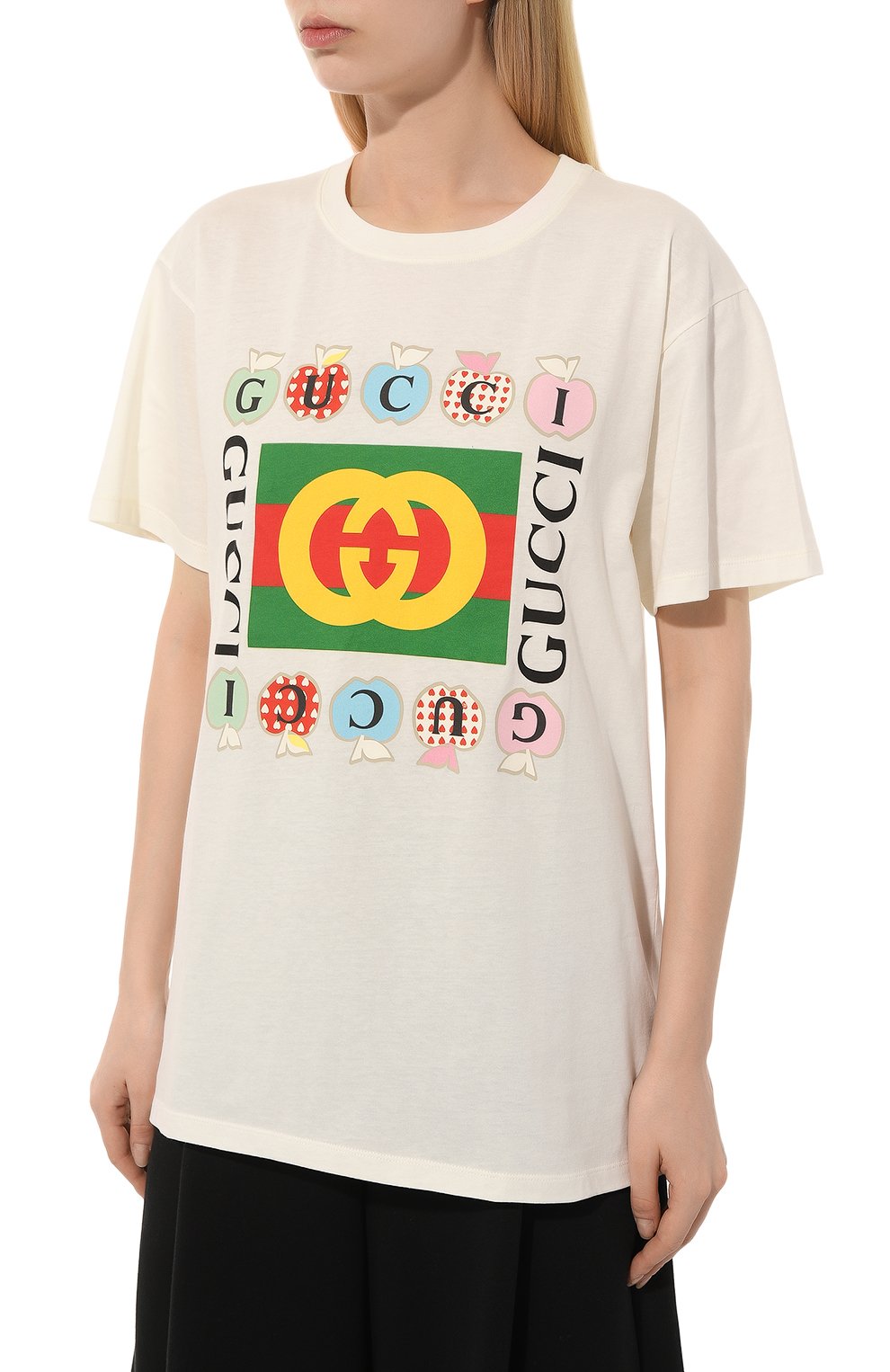 Хлопковая футболка GUCCI белого цвета по цене 56160 руб., арт. 615044 XJDOH, фото 3 Хлопковая футболка GUCCI, арт. 615044 XJDOH, фото 3