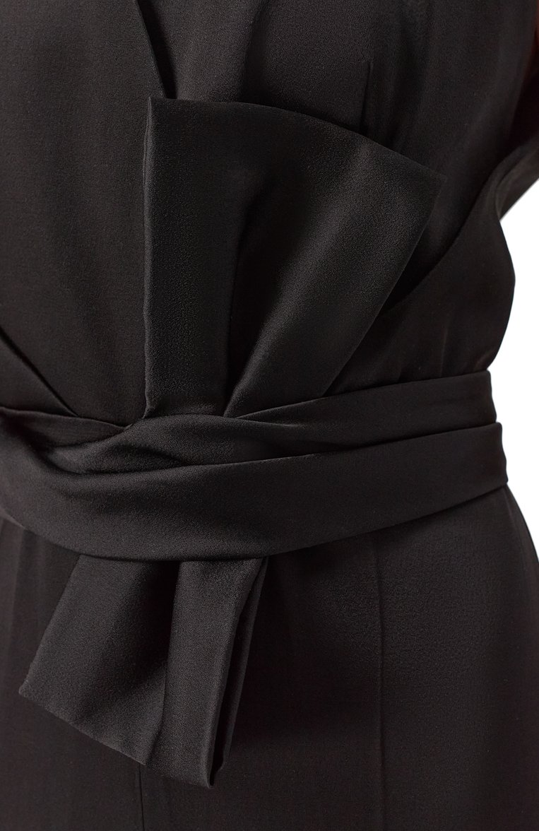 Женский атласный комбинезон MAX MARA STUDIO черного цвета, арт. P0MEZ | Фото 5 (Длина (брюки, джинсы): Удлиненные; Женское Кросс-КТ: Комбинезон-одежда; Случай: Вечерний; Стили: Романтичный; Рукава: Без рукавов; Материал внешний: Синтетический материал; Автоматизация состава: Проставлено; Автоматизация ТО: Проставлено)