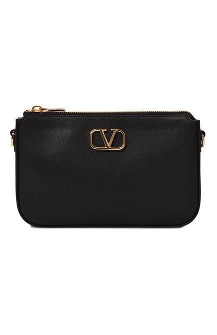 Женская сумка vlogo signature mini VALENTINO черного цвета, арт. 5W2P0AA9/MIM | Фото 1 (Ремень/цепочка: На ремешке; Размер: mini; Драгоценные камни: Проставлено; Материал сплава: Проставлено; Материал: Натуральная кожа)