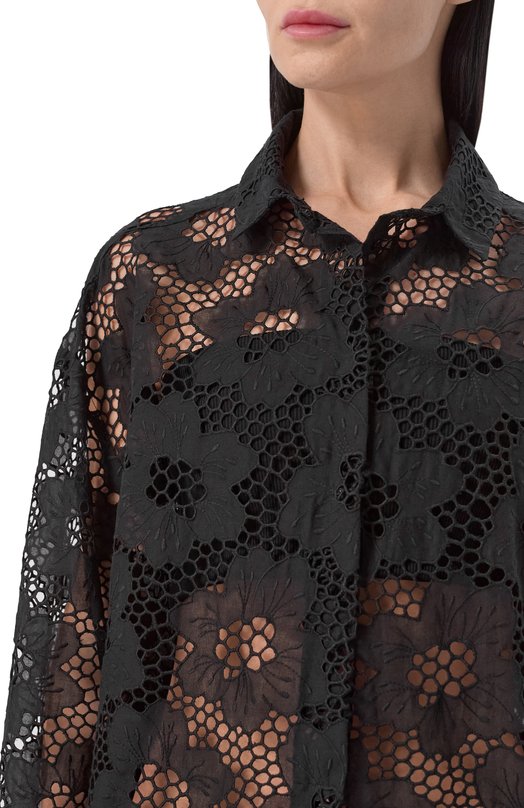 Хлопковая рубашка Vika Gazinskaya SS26-12238-962 Чёрный  SS26-12238-962 Фото 5