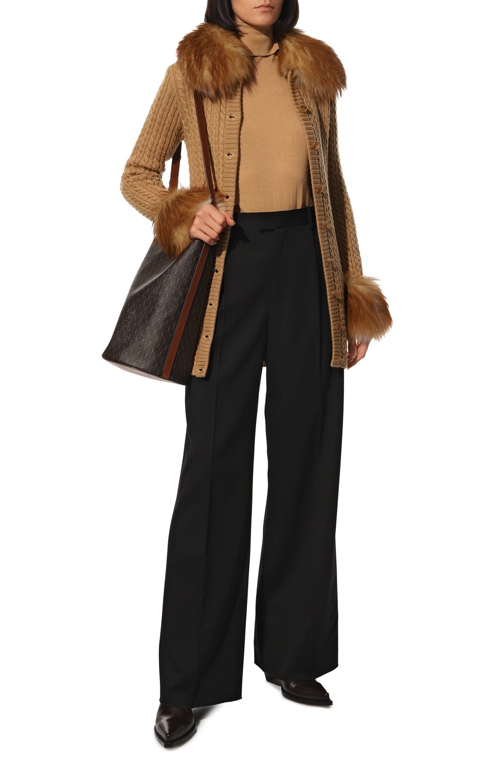 Кардиган с отделкой из меха лисицы SAINT LAURENT, арт. 663425/Y75DJ, фото 2