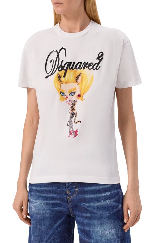 Хлопковая футболка Dsquared2 S72GD0596/D20020 Белый  S72GD0596/D20020 Фото 3